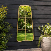 Garden Mirror Gold Outdoor Indoor Wall Mounted Shatterproof Metal Frame 100cm