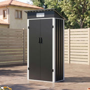 Metal Garden Shed 3X2FT Pent Roof Outdoor Tool Storage House with Lockable Door