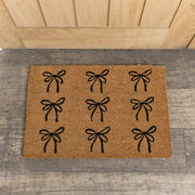 Black Bow Detail PVC Backed Coir Doormat 60cm x 40cm Christmas Ribbon Doormat