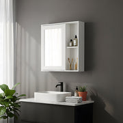 Bathroom Wall Cabinet Storage Cupboard with Mirror Wooden Shelves White