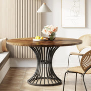 Round Dining Table for 4-6 People,120 cm Farmhouse Kitchen Table for Dining Room