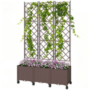 Raised Garden Bed with Trellis, Self Watering Outdoor Planter Box with Wheels