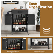 Rolling Kitchen Island Cart Mobile Serving Cart with Drawer-Black