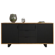 Sideboard TV Unit Cabinet Storage Modern Slatted Doors Drawers Sleek 140cm