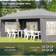 3 x 6m Heavy Duty Gazebo Marquee Party Tent with Storage Bag Grey