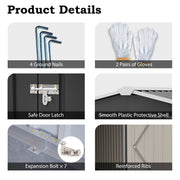 10x14FT Galvanized Metal Garden Shed Lockable Door Tool Storage shed, Anthracite