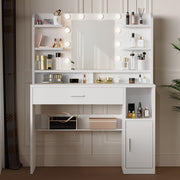 Dressing Table With 8 Shelves LED Mirror Set Makeup Desk Vanity Table Bedroom