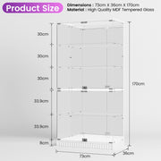 Glass Display Cabinet with Lock & RGB LED Lights — Figurine Showcase, Lockable