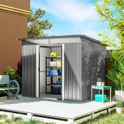 9 x 6.5ft Garden Shed Storage Tool organiser with Sliding Door Vent, Light Grey