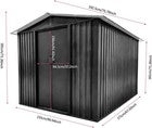 8 x 6ft Garden Storage Shed Outdoor Metal Garden Sheds with Sliding Door GREY