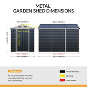 Garden Shed Metal Apex Roof Outdoor Storage House With Ventilation & Padlock