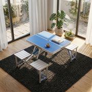 Lightweight Folding Picnic Table Set with 4 Chairs Self-Packing Easy Storage