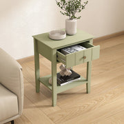 Pair Of Sage Green One Drawer Bedside Tables with Shelf - Padstowe Sage Green Ra