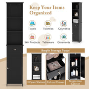 Freestanding Bathroom Storage Cabinet with 3 Open Shelves-Black