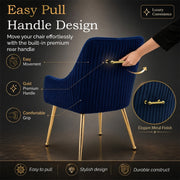 Dining Chairs Set of 2 Upholstered Tufted Velvet Kitchen Chairs Gold Legs Modern