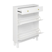 Modern Freestanding Shoe Cabinet Organizer with 2 Flip & 1 Pull-Out Drawers New