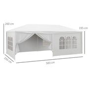 6 x 3(m) Outdoor Gazebo Canopy Party Tent with 6 Removable Side Walls for Garden