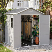 Grey Wood Grain Plastic Garden Shed 6x8 6x6 5x3 Outdoor Tool Bike Storage House