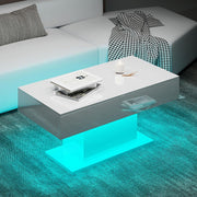 High Gloss LED Coffee Table Cocktail Center Table Modern Living Room Rectangle