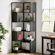180cm Corner Bookshelf Unit, 6-Tier Floor Standing Bookcase Storage Display Rack