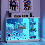 Lockable Glass Display Cabinet 3-Colour LED Lighting for Figures Collectibles