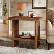 Modern Solid Wood Side Table Small Narrow End Table with Storage for Living Room