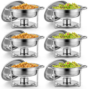 WILPREP 6 Pack Chafer Chafing Dish 5L Set Stainless Steel Bain Marie Food Warmer
