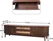 TV Stand Cabinet !SALE! Rattan 2 Doors 2 Drawers Storage Unit Walnut Brown