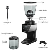 BioloMix Automatic Burr Mill Coffee Grinder with 30 Gears, Visual Bean, 220V -UK