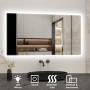 Illuminated Bathroom Mirror With LED light Bluetooth Shaver Socket Demister