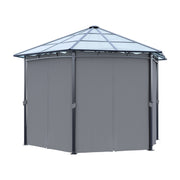 3.8m Hexagon Gazebo with Curtains & Polycarbonate Roof Outdoor Garden Pavilion