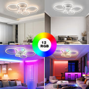 RGB LED Ceiling Fan Light Dimmable Chandelier Living Room Lamp W/ Remote Control
