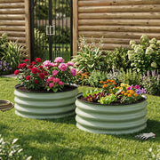 Set of 2 Metal Raised Beds Garden Elevated Planter Box for Flowers,Vegetables