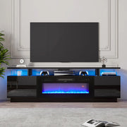 70Inch TV Stand Cabinet High Gloss Electric Fireplace Unit with 12 Colour Flame