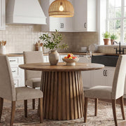 Round Solid Wood Dining Table for 4-6 Person 47.24 Inch Farmhouse Kitchen Table