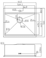1 Bowl Kitchen Sink Undermount Inset Stainless Steel Drainer Chopping & Waste