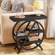 Industrial End Table for Living Room, 3-Tier Narrow Sofa Side Table with Storage