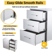 47x47x62cm Kitchen Patio Mount 3-Drawer Stainless Steel Storage Cabinet BBQ