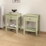 Pair Of Sage Green One Drawer Bedside Tables with Shelf - Padstowe Sage Green Ra