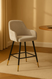Zurich Modern Velvet Padded Bar Stool Chair with Black Metal Legs