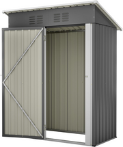 Metal Garden Shed 152x72x182cm Outdoor Storage Pent Roof Tool Shed Grey
