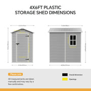 Grey Wood Grain Plastic Garden Shed 6x8 6x6 5x3 Outdoor Tool Bike Storage House