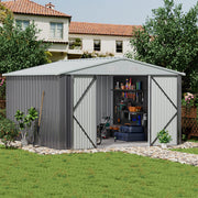 10 x 12 FT Galvanised Metal Steel Sheds Garden Storage Shed Ventilation w/ Door