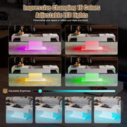 High Gloss LED Coffee Table Cocktail Center Table Modern Living Room Rectangle