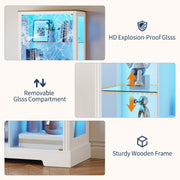 7-Tiers Tall Display Cabinet with Glass Doors & 3-Colour LED Lights for Figures