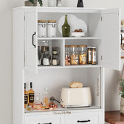Kitchen Pantry Cupboard, 180 cm Tall Storage Cabinet with Countertop, 4-door