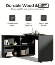 L-Shaped Corner Computer Desk Home Office Workstation with 4 Storage Shelves
