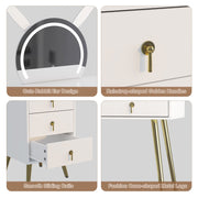Dressing Table with LED Light Mirror Vanity Desk Makeup Table 5 Drawers Cabinet