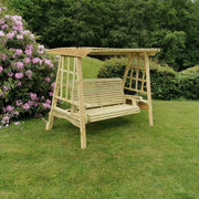 Churnet Valley 3 Seater Garden Swing Bench Outdoor Wooden Patio Seat Canopy Wood