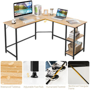 L-Shaped Corner Computer Desk Industrial PC Table Large Workstation with Storage